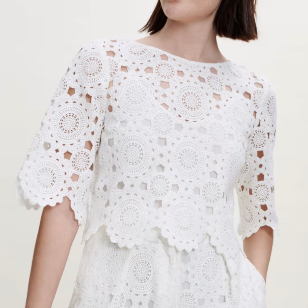 Maje White Lace Top Size FR 3 / US L